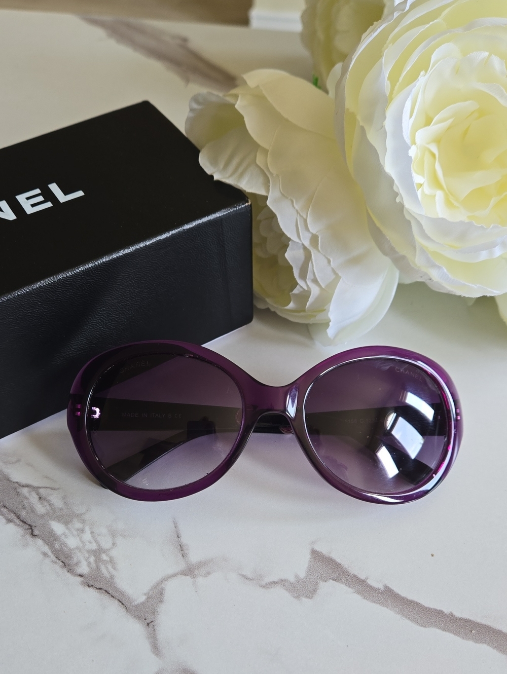 CHANEL Purple Oversized Round Women's Sunglasses